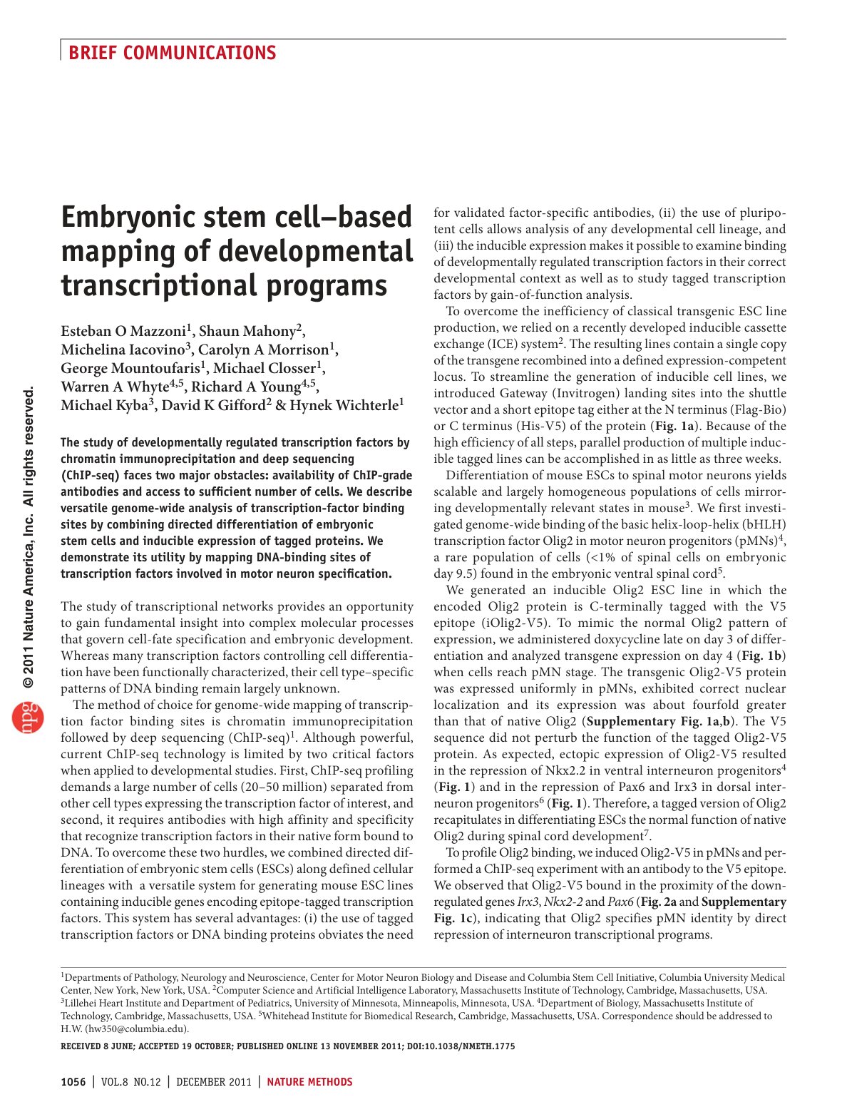 Embryonic stem cell-based mapping of developmental transcriptional programs cover